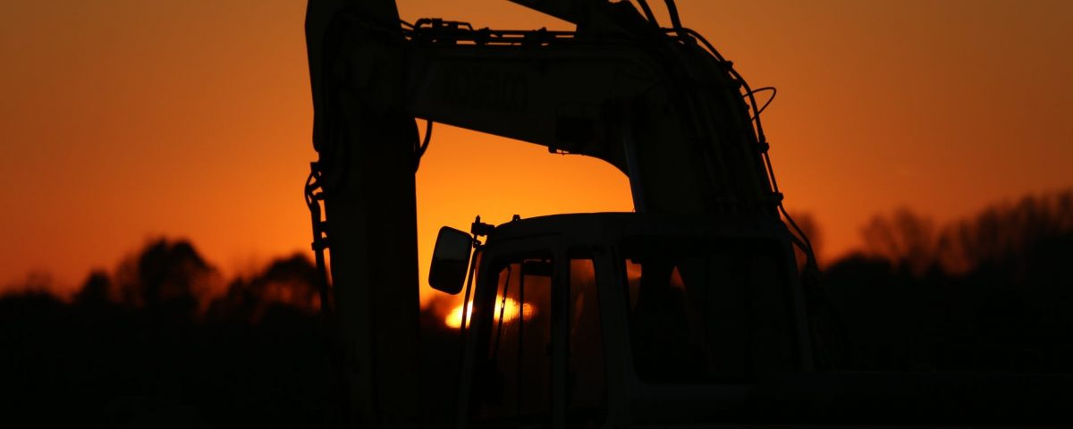 excavators construction machine evening sunset